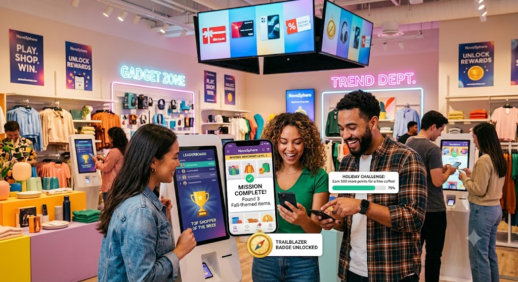 gamification-concept-showing-shoppers-completing-challenges-to-earn-rewards