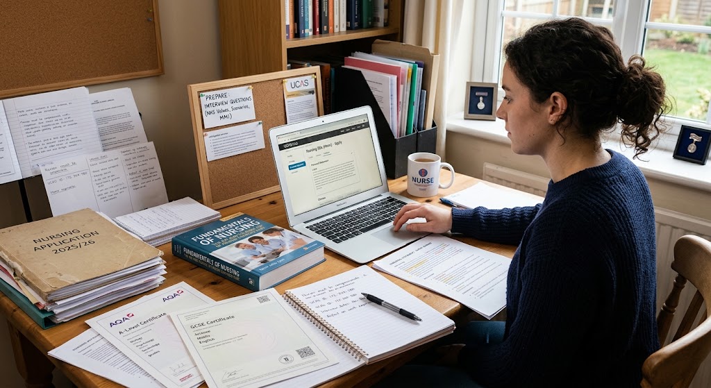 UK-nursing-applicant-completing-a-university-application-on-a-laptop