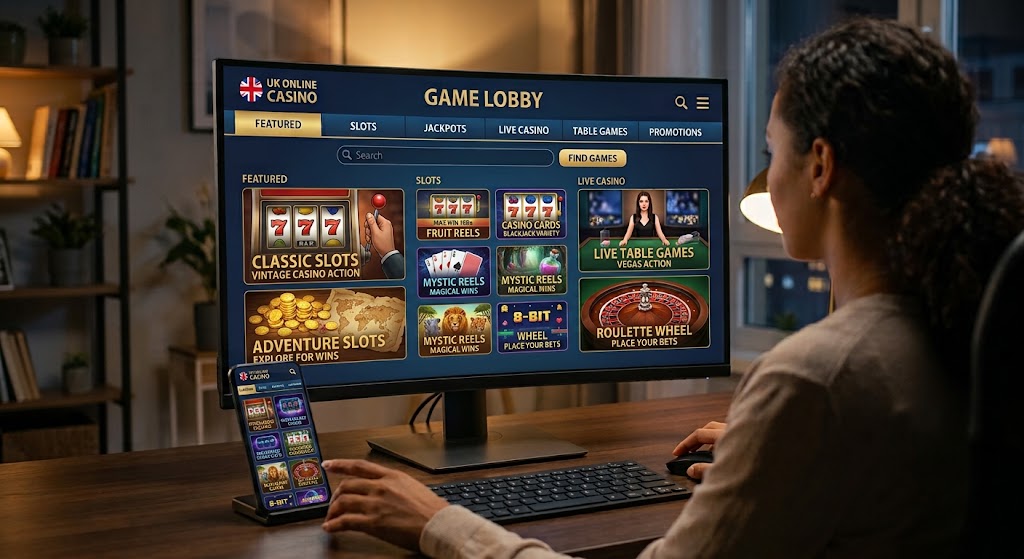 modern-UK-online-casino-game-lobby-displayed-across-a-desktop-monitor-and-smartphone