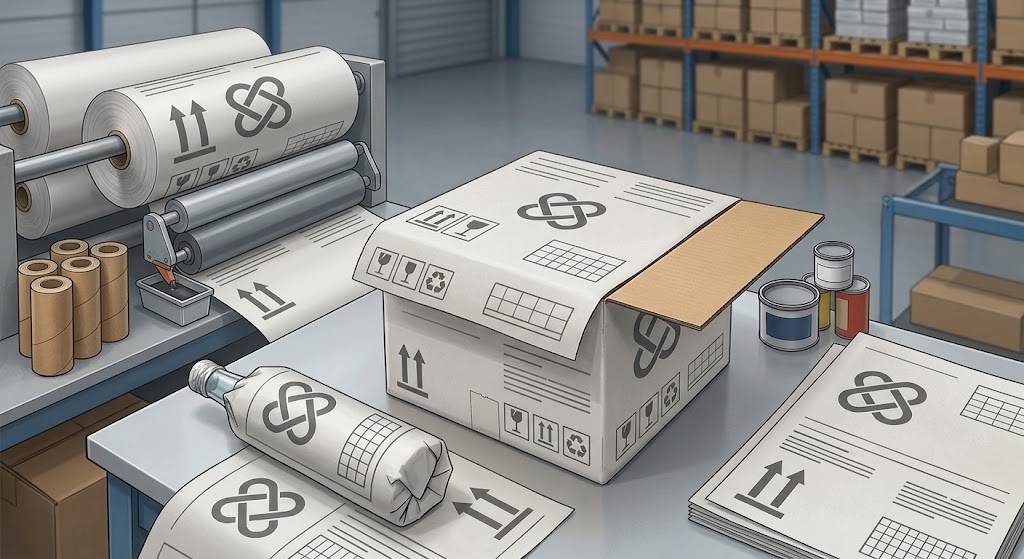 plain-newsprint-packaging-with-simple-one-colour-printed-graphics