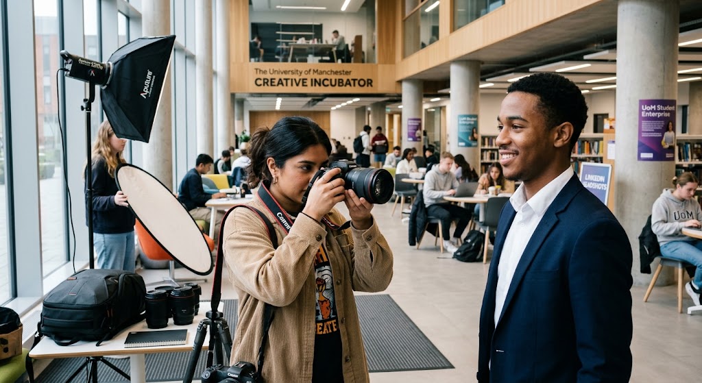 student-photographer-using-a-digital-camera-to-take-a-professional-LinkedIn-headshot