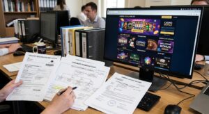 show-a-monitor-with-a-casino-website-beside-company-registration-document